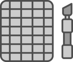 corte estera línea lleno escala de grises icono diseño vector