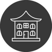 Asian Temple Line Inverted Icon Design vector