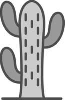 cactus línea lleno escala de grises icono diseño vector