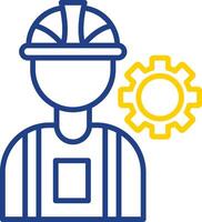 Consrtruction Worker Line Two Colour Icon Design vector