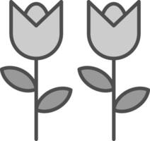 flores línea lleno escala de grises icono diseño vector