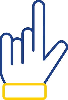 Pointing Hand Line Two Colour Icon Design
