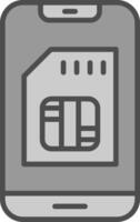 sim tarjeta línea lleno escala de grises icono diseño vector