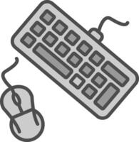 teclado y ratón línea lleno escala de grises icono diseño vector