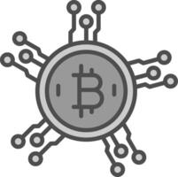 bitcoin red línea lleno escala de grises icono diseño vector
