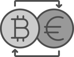 bitcoin cambiador línea lleno escala de grises icono diseño vector
