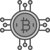 bitcoin bitcoin línea lleno escala de grises icono diseño vector