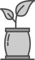 planta línea lleno escala de grises icono diseño vector