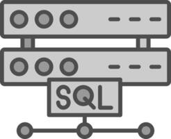 Sql Line Filled Greyscale Icon Design vector