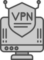 vpn línea lleno escala de grises icono diseño vector