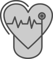 cardiología línea lleno escala de grises icono diseño vector