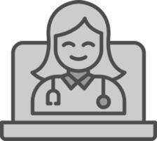 OnLine Filled Greyscale Multi Circle Doctor Line Filled Greyscale Icon Design vector