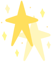 garabatear oro estrella grande y mini estrella y estrellas clipart mano dibujado ilustración brillar decoración símbolo png
