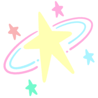 rabisco Estrela grande e mini Estrela e estrelas clipart mão desenhado ilustração brilhar decoração símbolo png