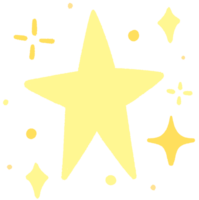 griffonnage or étoile gros et mini étoile et étoiles clipart main tiré illustration scintillait décoration symbole png