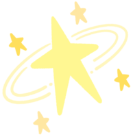 griffonnage or étoile gros et mini étoile et étoiles clipart main tiré illustration scintillait décoration symbole png