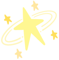 garabatear oro estrella grande y mini estrella y estrellas clipart mano dibujado ilustración brillar decoración símbolo png