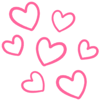 Pink lineart heart big and mini heart and hearts lines clipart hand drawn illustration png