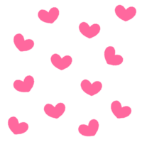 Pink lineart heart big and mini heart and hearts lines clipart hand drawn illustration png