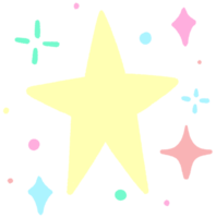 rabisco Estrela grande e mini Estrela e estrelas clipart mão desenhado ilustração brilhar decoração símbolo png