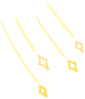 rabisco ouro Estrela grande e mini Estrela e estrelas clipart mão desenhado ilustração brilhar decoração símbolo png