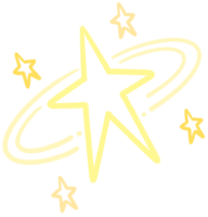 garabatear oro estrella grande y mini estrella y estrellas clipart mano dibujado ilustración brillar decoración símbolo png