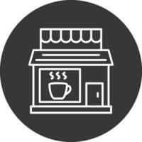 café tienda línea invertido icono diseño vector