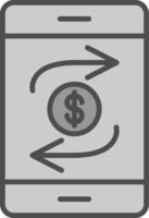 Mobile Transaction Line Filled Greyscale Icon Design vector