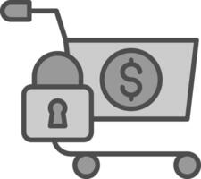 Secure OnLine Filled Greyscale Multi Circle Shopping Line Filled Greyscale Icon Design vector