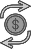 Funds Transfer Line Filled Greyscale Icon Design vector
