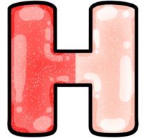 hand drawn alphabet H pink color tone with jelly texture png