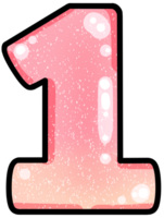 hand drawn number 1 pink color tone with jelly texture png