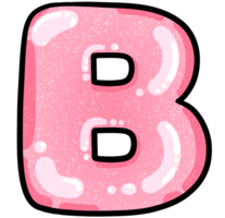 hand drawn alphabet B pink color tone with jelly texture png