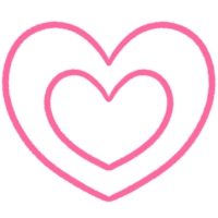 Pink lineart heart big and mini heart and hearts lines clipart hand drawn illustration png