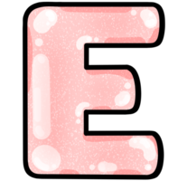 hand drawn alphabet E pink color tone with jelly texture png