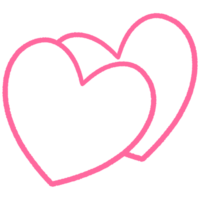 rosado arte lineal corazón grande y mini corazón y corazones líneas clipart mano dibujado ilustración png