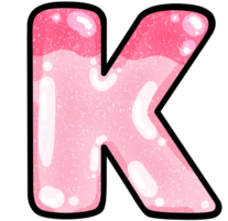 hand drawn alphabet K pink color tone with jelly texture png