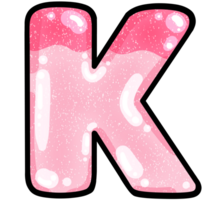 Hand gezeichnet Alphabet k Rosa Farbe Ton mit Gelee Textur png