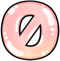 hand drawn number 0 pink color tone with jelly texture png