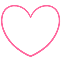 Pink lineart heart big and mini heart and hearts lines clipart hand drawn illustration png