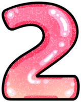 hand drawn number 2 pink color tone with jelly texture png