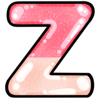 hand drawn alphabet Z pink color tone with jelly texture png