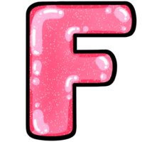 hand drawn alphabet F pink color tone with jelly texture png