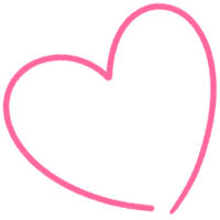 Pink lineart heart big and mini heart and hearts lines clipart hand drawn illustration png