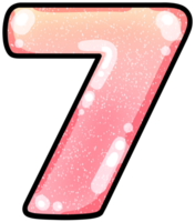 hand drawn number 7 pink color tone with jelly texture png