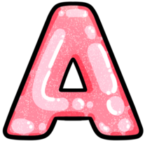 Hand gezeichnet Alphabet ein Rosa Farbe Ton mit Gelee Textur png