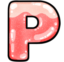 hand drawn alphabet P pink color tone with jelly texture png