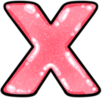 hand drawn alphabet X pink color tone with jelly texture png