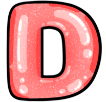 hand drawn alphabet D pink color tone with jelly texture png