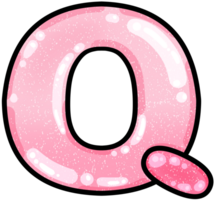 hand drawn alphabet Q pink color tone with jelly texture png